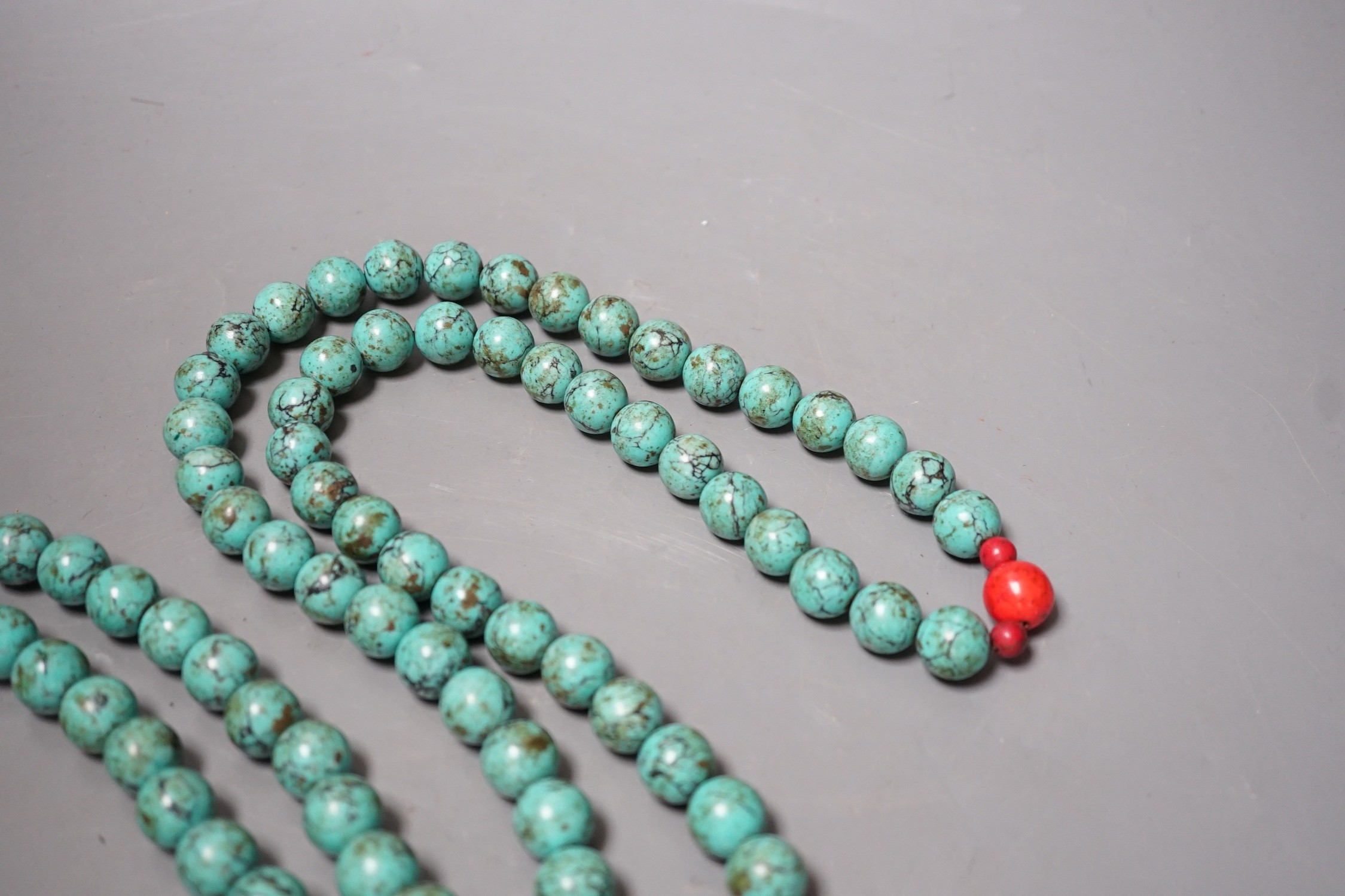 A Chinese turquoise mandarin court style necklace